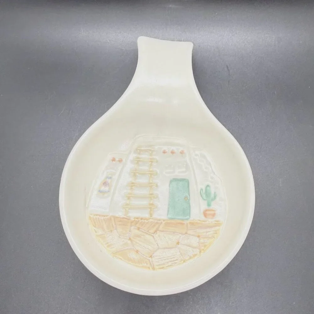 Vintage Treasure Craft Taos Spoon Rest Southwest Adobe House New Mexico Ceramic